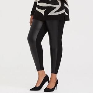 Torrid Faux Mixed Media Ankle Leggings Black Large